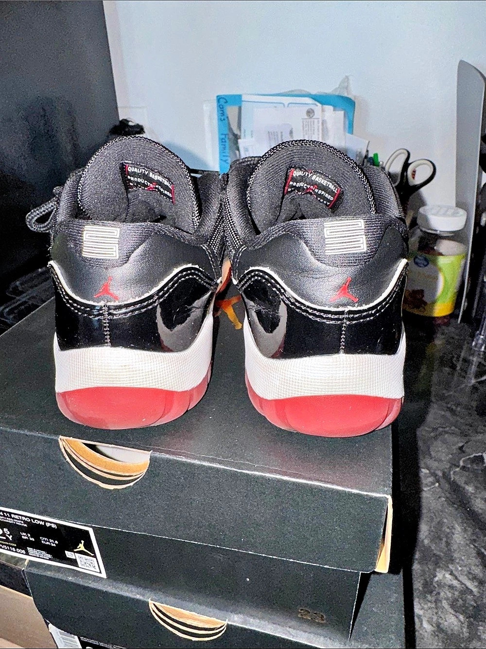 Jordan 11 Retro Low Sneakers Black & Red US 2.5Y - Picture 4 of 6